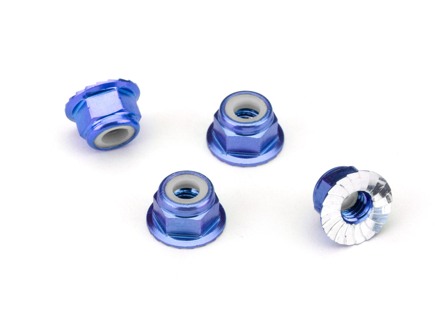 NUTS 4MM FLANGED LOCK BLUE