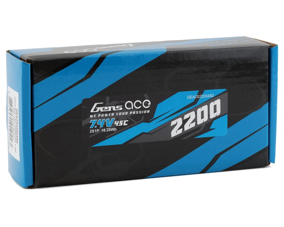 Gens Ace 2s LiPo Battery 45C (7.4V/2200mAh) w/T-Style Connector