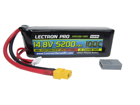 Lectron Pro 14.8V 5200mAh 100C Lipo Battery with XT60 Connector + CSRC adapter for XT60 batteries to popular RC vehicles
