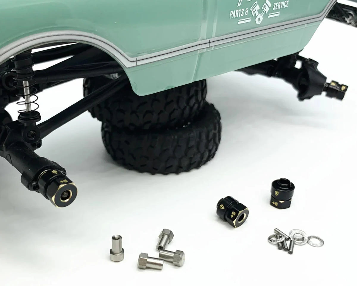 Treal Hobby Axial SCX24 Brass Wheel Hex Hub Adapters (4) (2.4g) (+5mm)