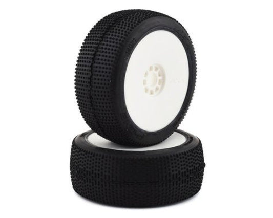 AKA P1 1/8 Buggy Pre-Mounted Tires (2) (White) (Soft - Long Wear)