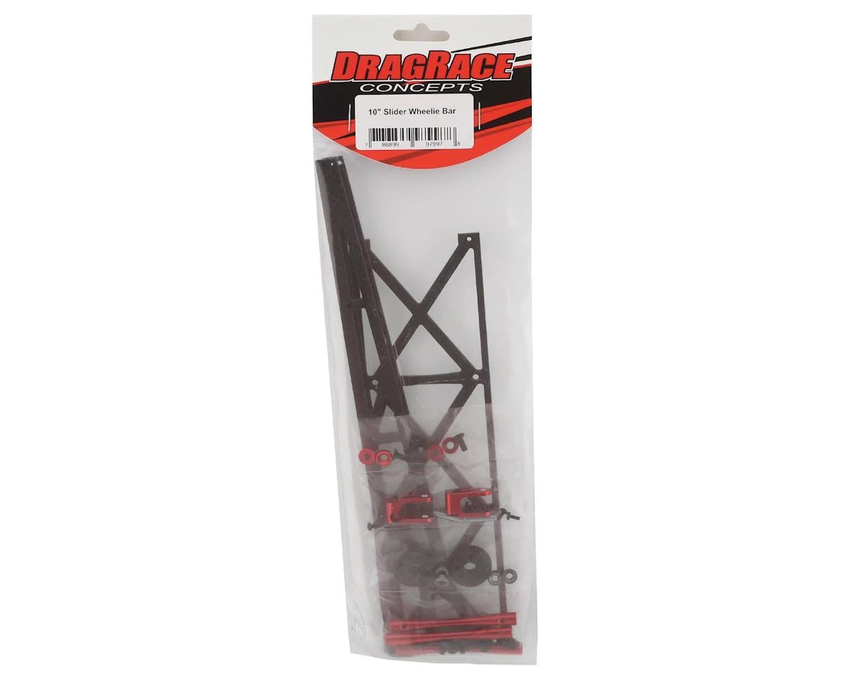 DragRace Concepts 10" Slider Wheelie Bar w/Plastic Wheels (Red)