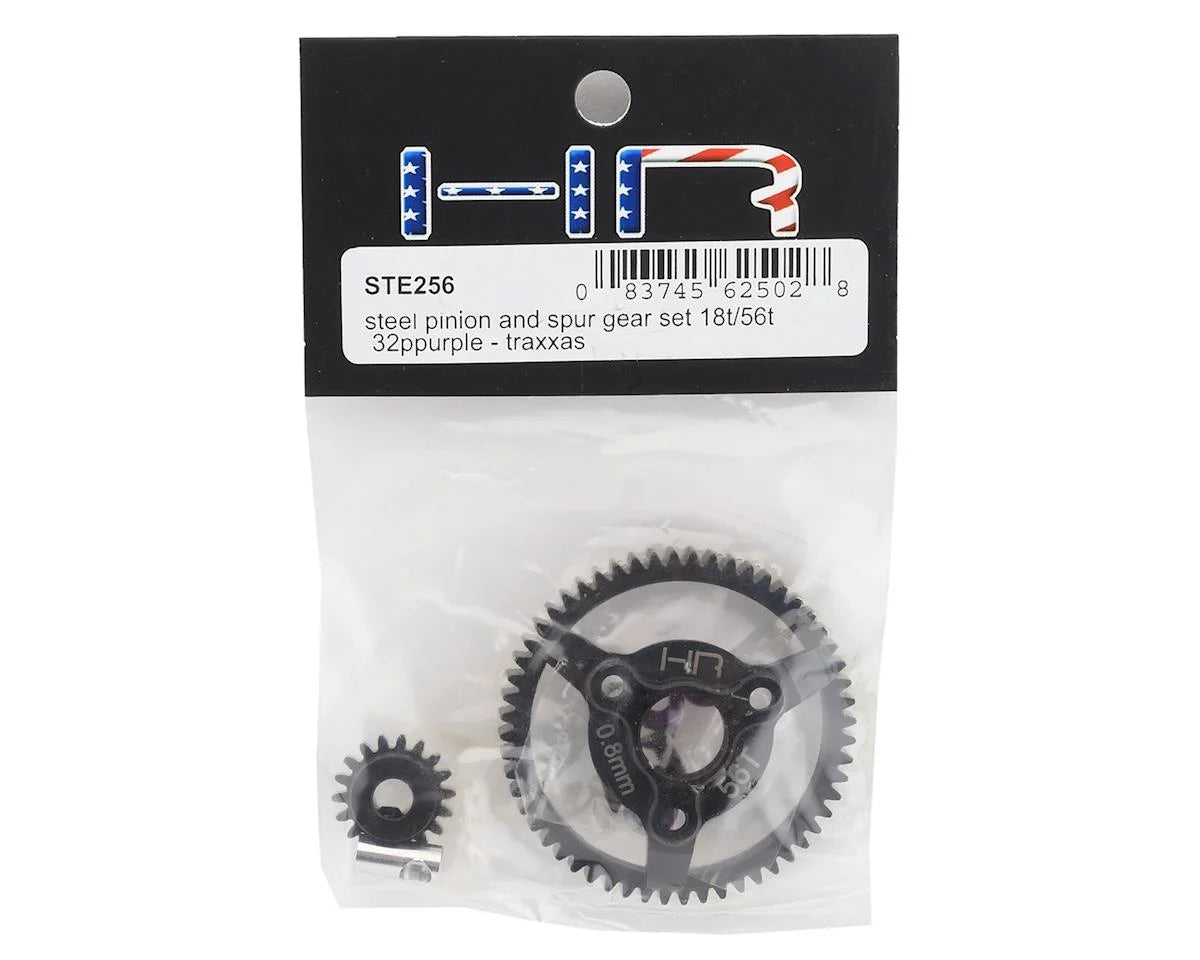 Hot Racing Traxxas 32P Steel Pinion & Spur Gear Set (Purple) (18T/56T) (Slash, Rustler, Stampede, Bandit)