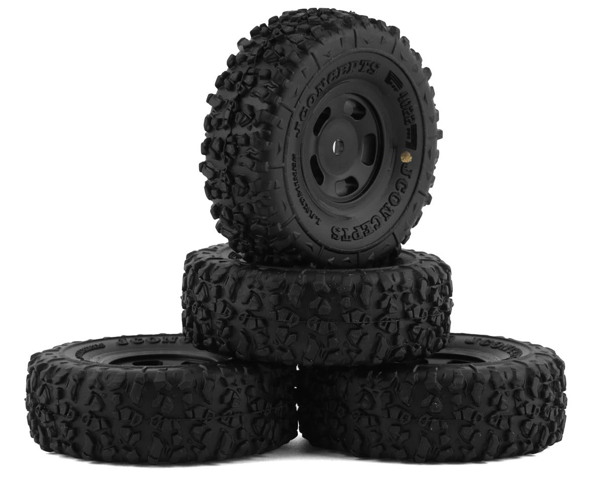 JConcepts Landmines 1.0" Pre-Mounted Tires w/Glide 5 Wheels (Black) (4) (Gold) w/7mm Hex