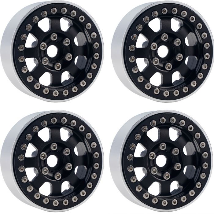 B1 Aluminum 1.9 Beadlock Wheels 9mm Hubs, For 1/10 Rock Crawler, 4pcs Includes : 4 Wheels with hardware