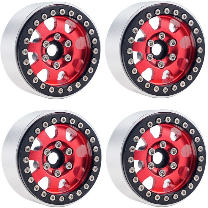 B1 Aluminum 1.9 Beadlock Wheels 9mm Hubs, For 1/10 Rock Crawler, 4pcs Includes : 4 Wheels with hardware