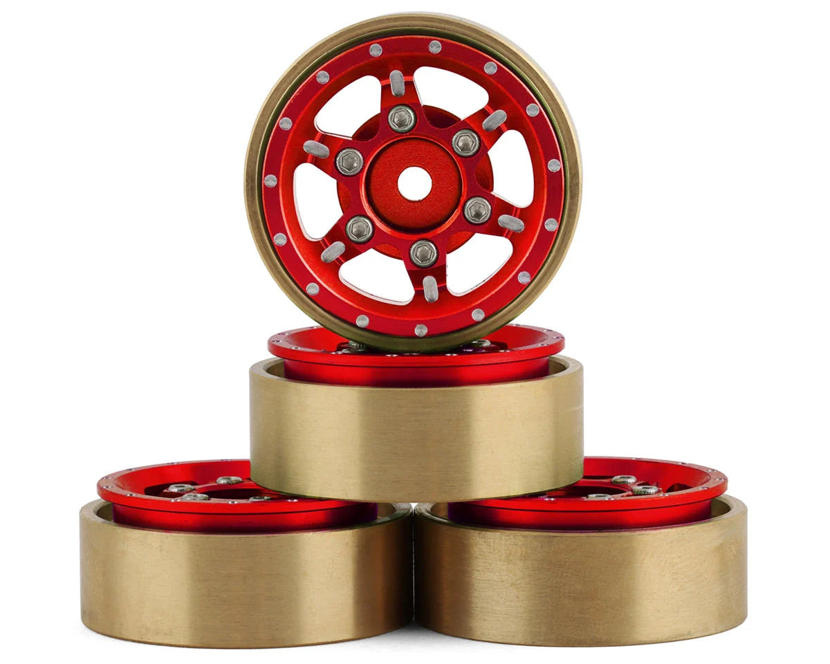 Samix SCX24 Aluminum & Brass Adjustable Offset 1.0" Beadlock Wheels (Green) (4)