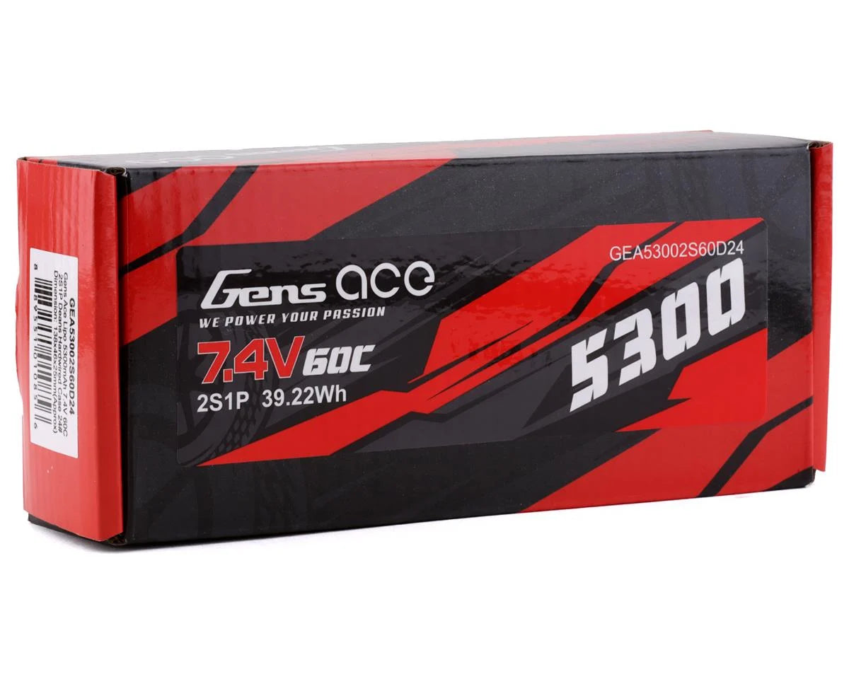 Gens Ace 2s LiPo Battery 60C (7.4V/5300mAh) w/T-Style Connector