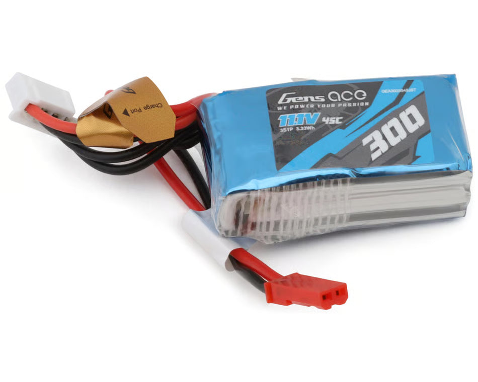 Gens Ace 3S 45C LiPo Battery (11.1V/300mAh) w/JST Connector