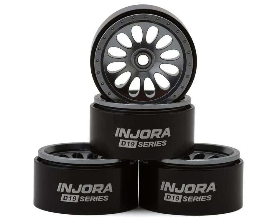 Injora 0.7" D19 Ripple Aluminum Micro Crawler Beadlock Wheels (Grey) (4) (4.2g ea) (0.5mm Offset)