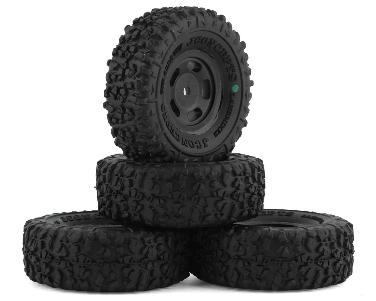 JConcepts Landmines 1.0" Pre-Mounted Tires w/Glide 5 Wheels (Black) (4) (Green) w/7mm Hex