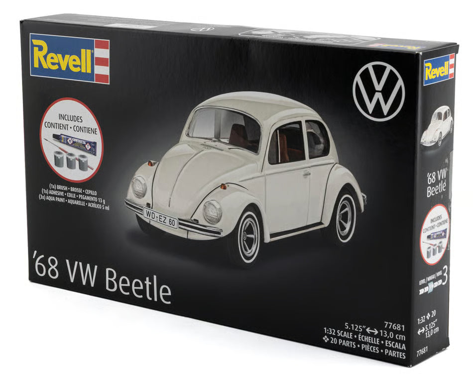 Revell 1/32 1968 Volkswagen Beetle Plastic Model Kit w/Paint, Brush & Cement
