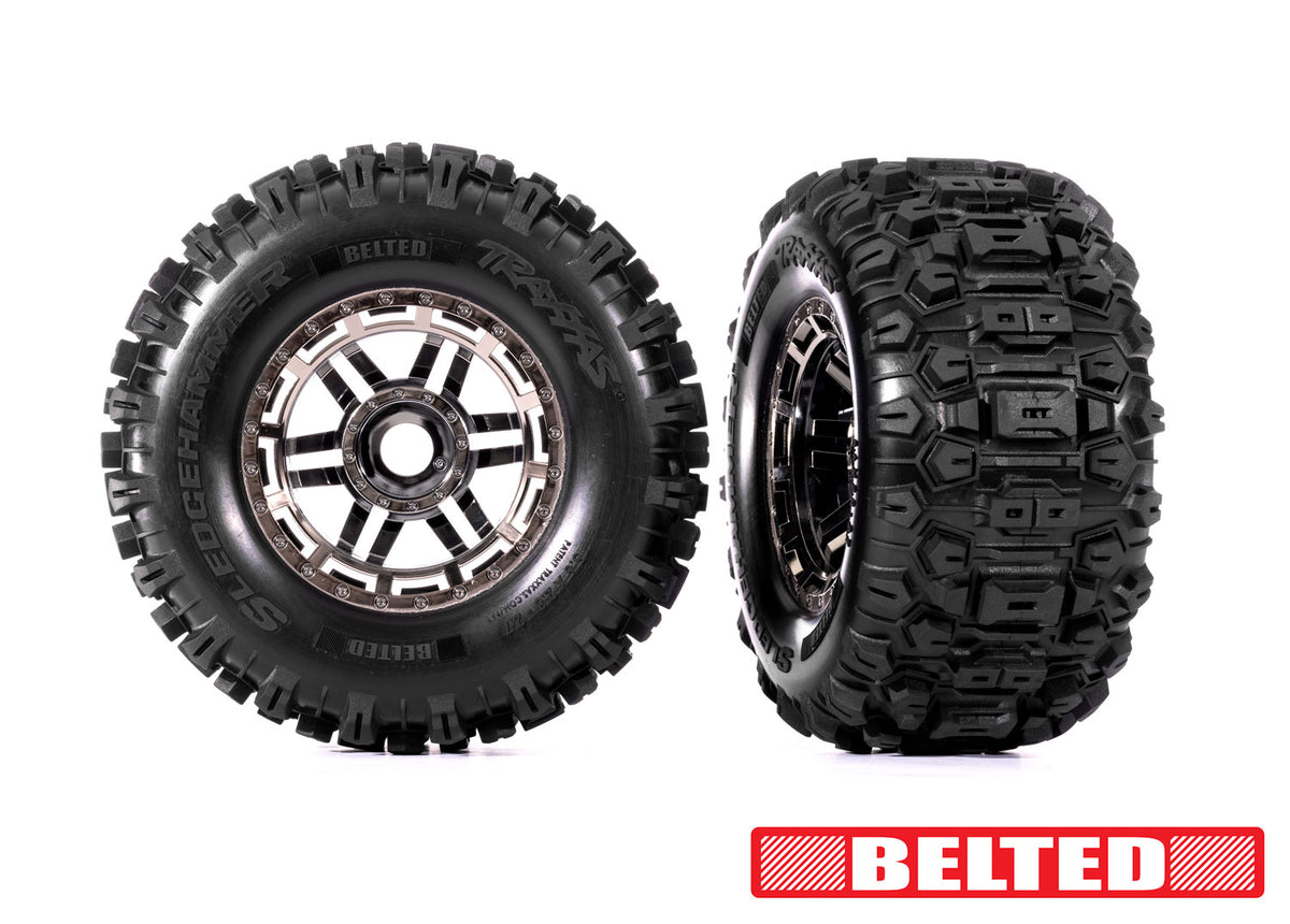 Maxx 2.8" Black Wheels & Belted Sledgehammer Tires (2)