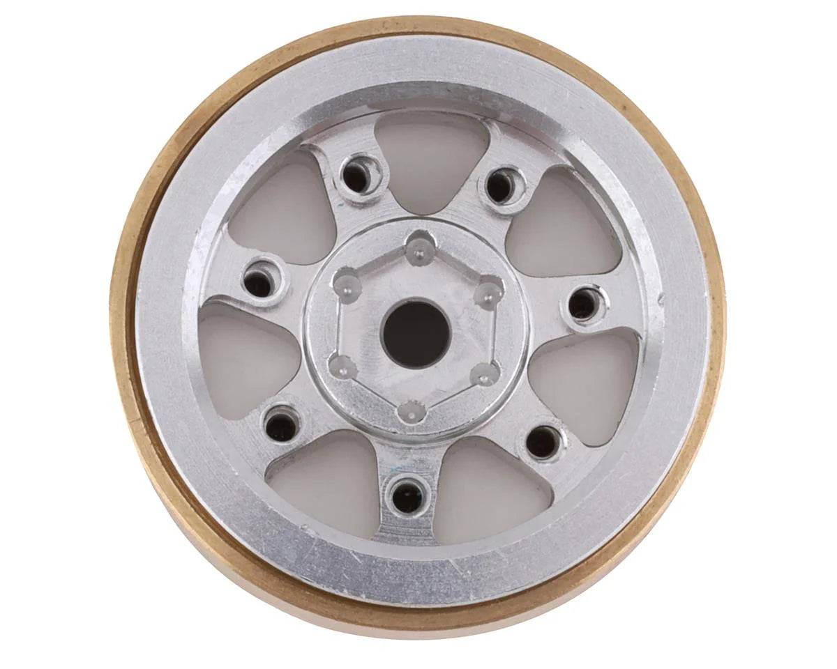 Samix SCX24 Aluminum & Brass 1.0" Beadlock Wheel Set w/Scale Hubs (Silver) (4) (20.5g)