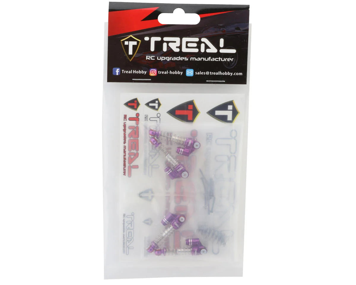 Treal Hobby Axial SCX24 Aluminum Threaded Shocks (Purple) (4)