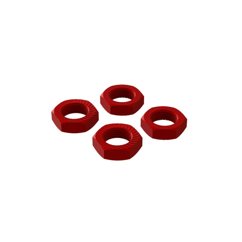 Aluminum Wheel Nut, 17mm Red (4)