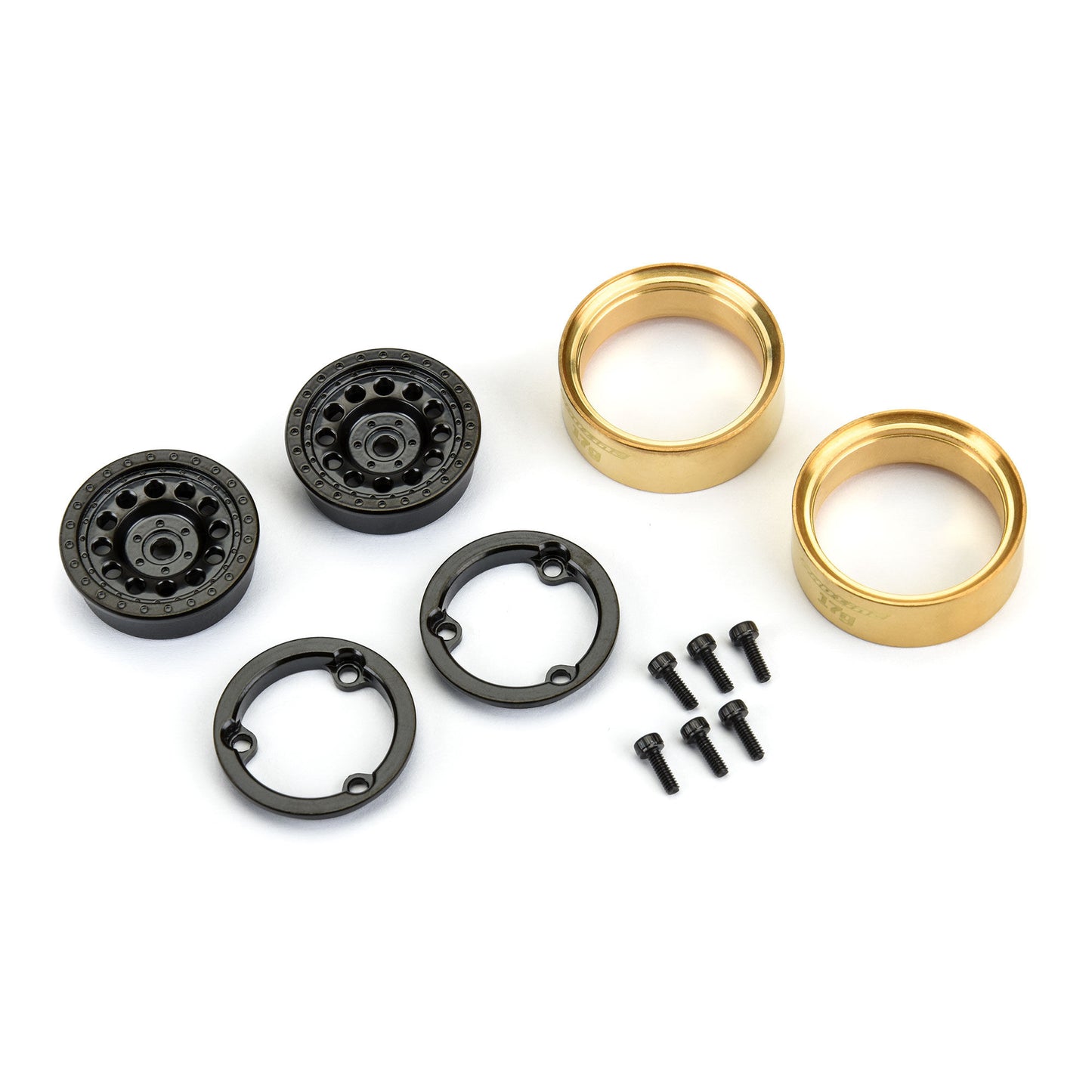Pro-LIne 1/24 Rock Shooter Brass F/R 1.0" 7mm Crawler Wheels (2) Black
