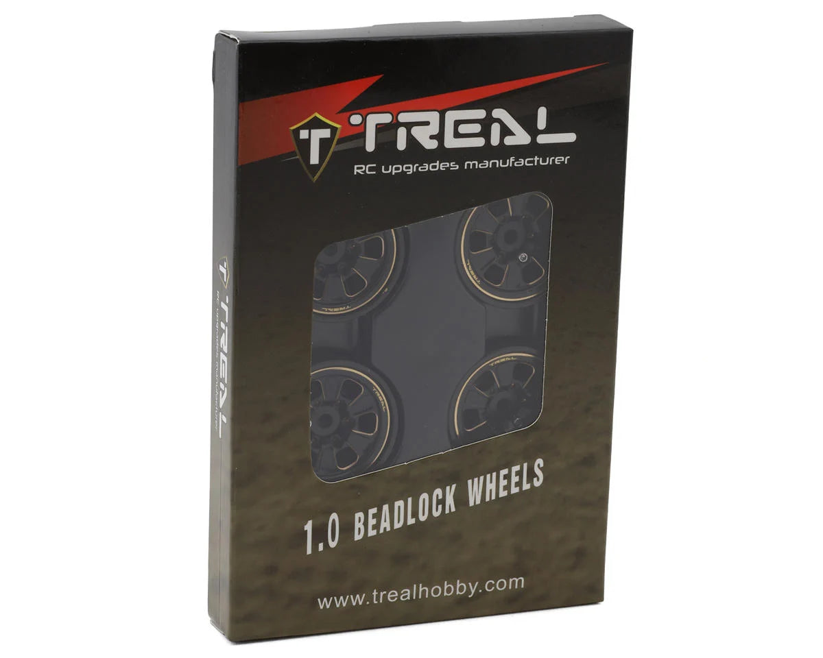 Treal Hobby Type B 1.0" 6-Spoke Brass Beadlock Wheels (Black) (4) (38.7g)