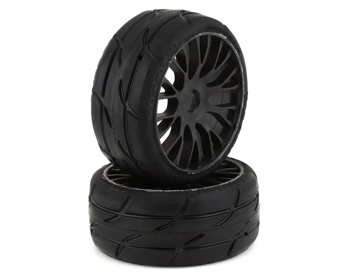 GRP Tires GT - TO3 Revo Belted Pre-Mounted 1/8 Buggy Tires (Black) (2) (XM7) w/FLEX Wheel