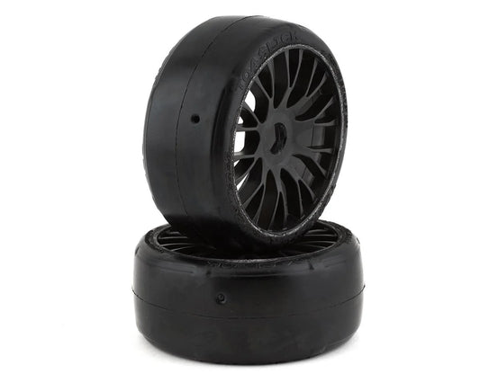 GRP Tires GT - TO4 Slick Belted Pre-Mounted 1/8 Buggy Tires (Black) (2) (XM7) w/FLEX Wheel
