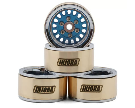 Injora 1.0" ModuWheel Brass & Aluminum Micro Crawler Beadlock Wheels (Blue)