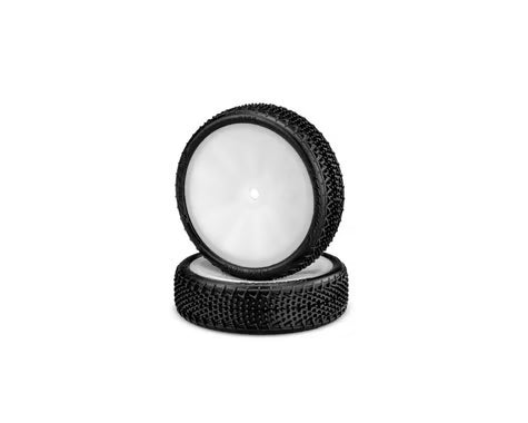 JConcepts Fuzz Bite LP 2.2" Pre-Mounted 2WD Front Buggy Carpet Tires (White) (2) w/12mm Hex (Pink)