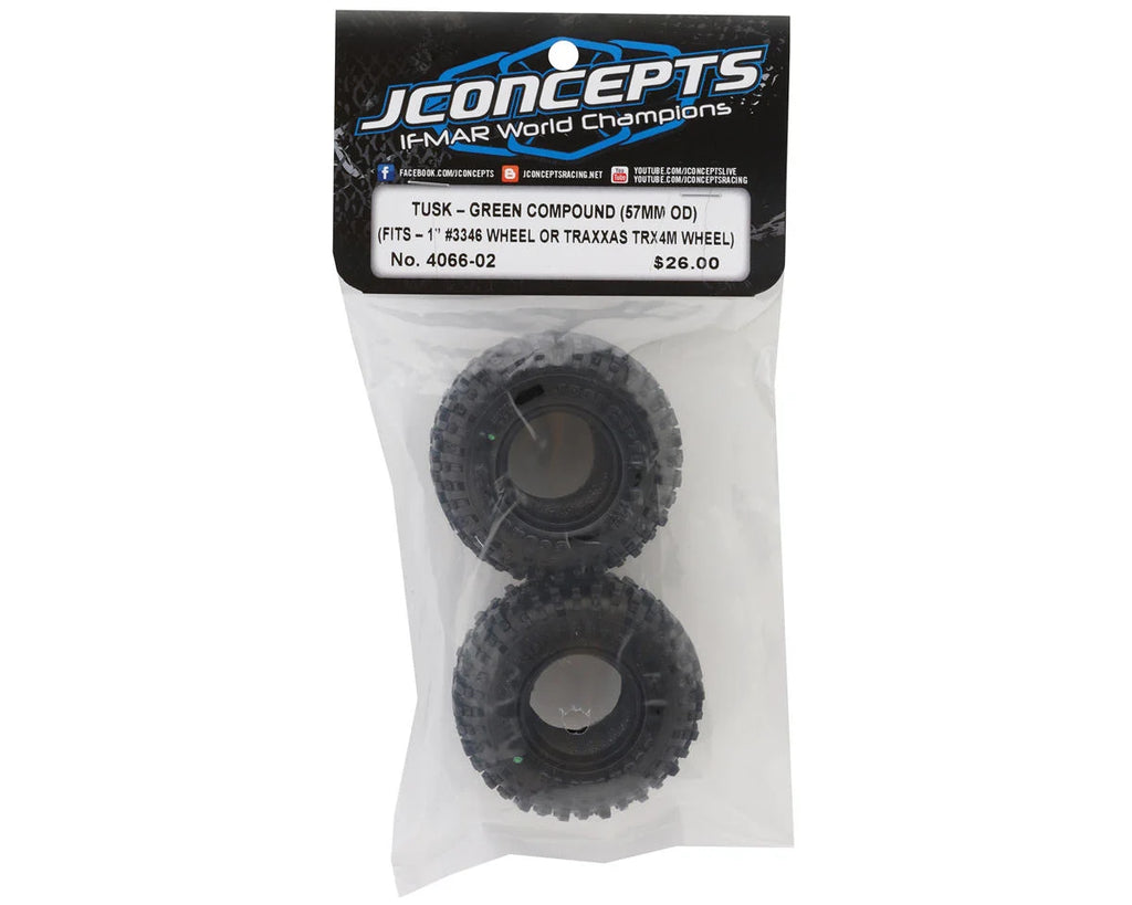 JConcepts Tusk 1.0" All Terrain Crawler Tires (2) (2.25”) (TRX-4M) (Green)