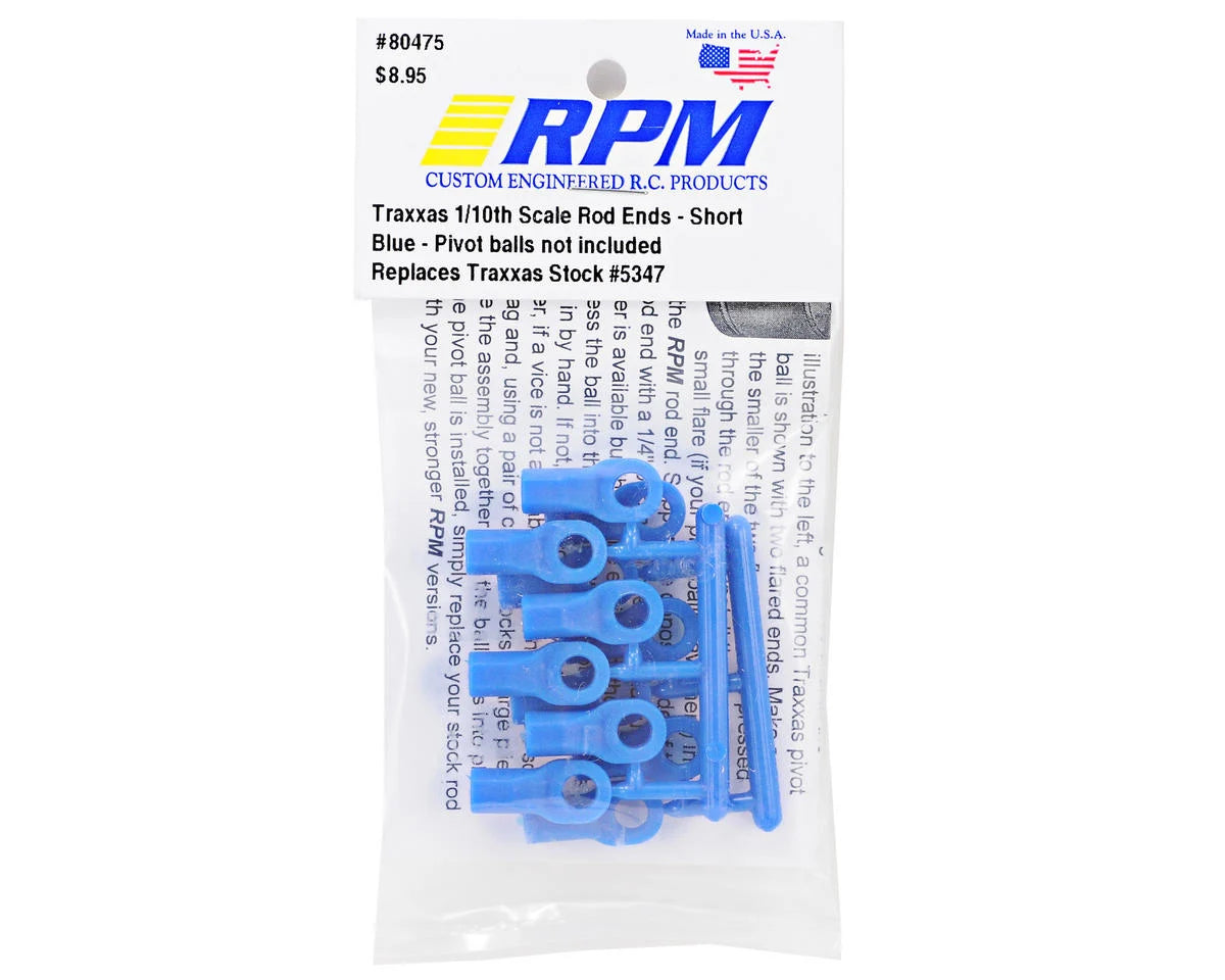 RPM Short Traxxas Turnbuckle Rod End Set (Blue) (12)