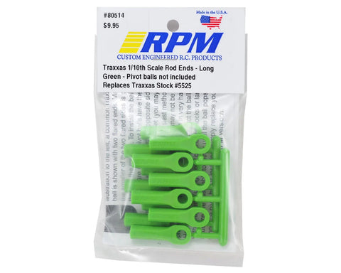 RPM Long Traxxas Turnbuckle Rod End Set (Green) (12)