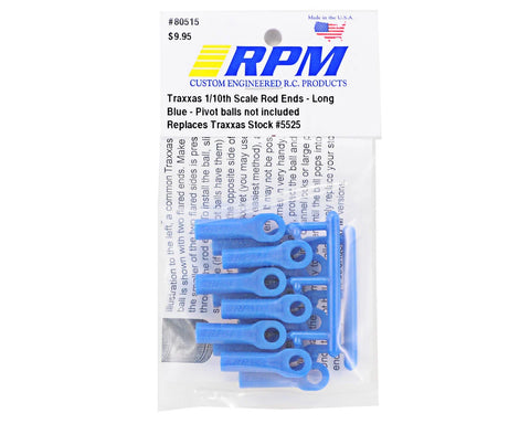 RPM Long Traxxas Turnbuckle Rod End Set (Blue) (12)