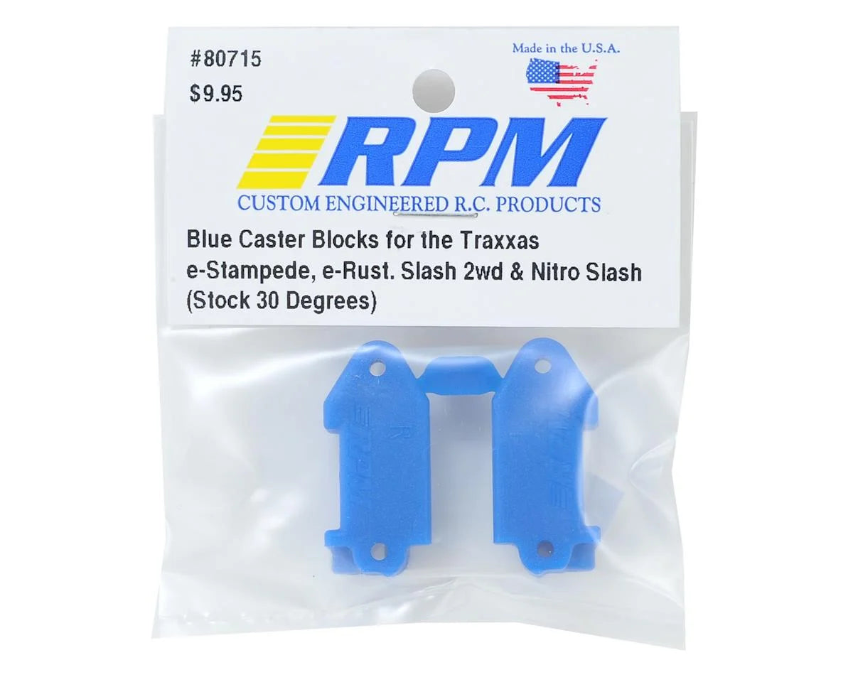 RPM 30 Deg Caster Block Set (Blue) (2) (Rustler, Stampede, Slash)