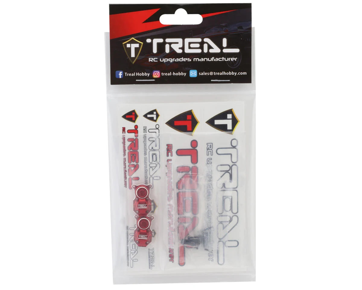 Treal Hobby Axial SCX24 Aluminum Axle Differential Cover Set (2) (Red)