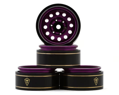 Treal Hobby Type K 1.0" 12-Hole Beadlock Classic Vintage Wagon Wheels (Purple) (4) (28.9g ea)