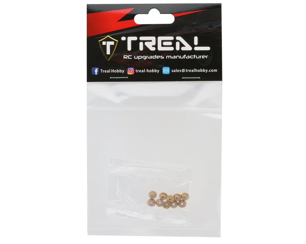 Treal Hobby Axial SCX24 Brass Nylon Lock Nuts (2x0.4mm) (10)