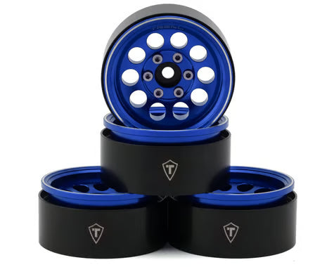 Treal Hobby 1.9" Type F 10-Hole Aluminum Crawler Beadlock Wheels (Blue) (4) (128.6g ea)
