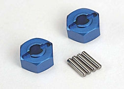 Traxxas Wheel hubs, hex (blue-anodized, lightweight aluminum) (2)/ axle pins (2)