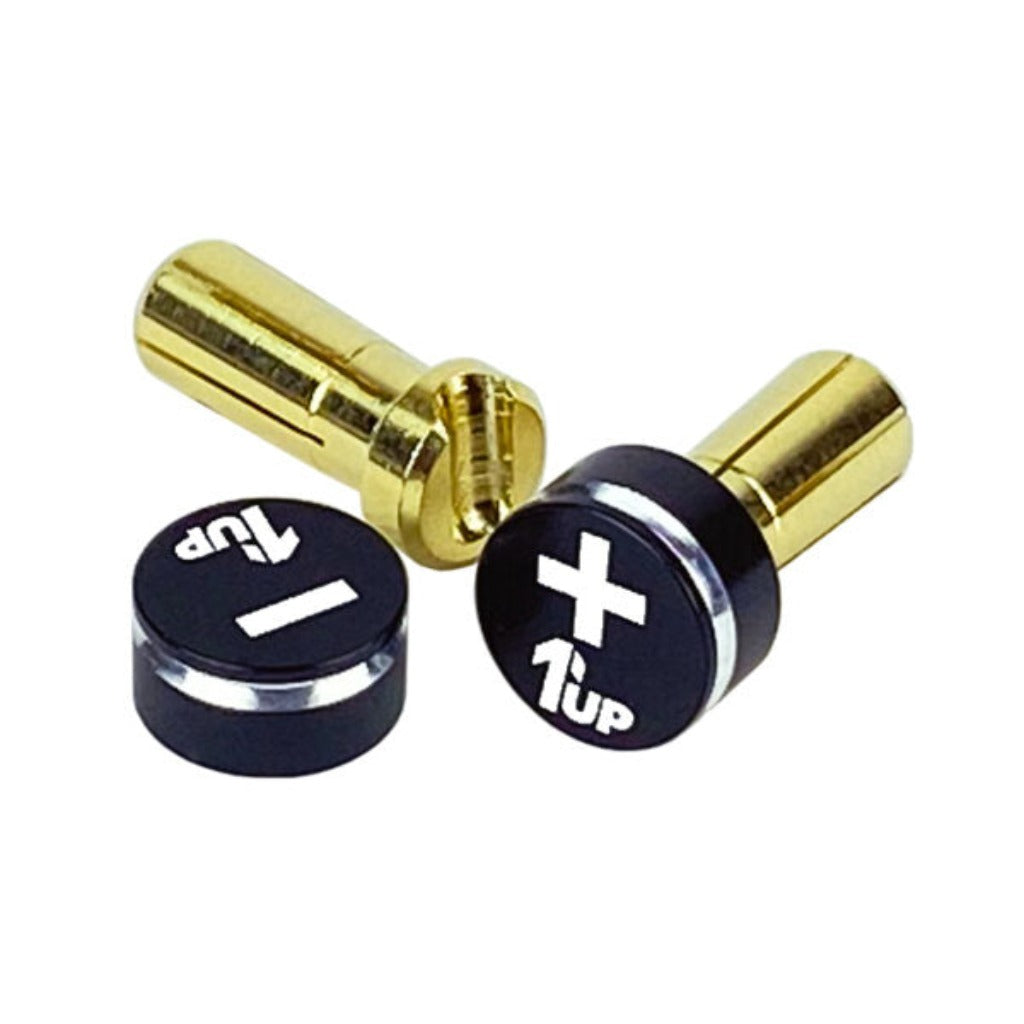 1up Racing LowPro Bullet Plugs W/ Grips - 5mm Stealth