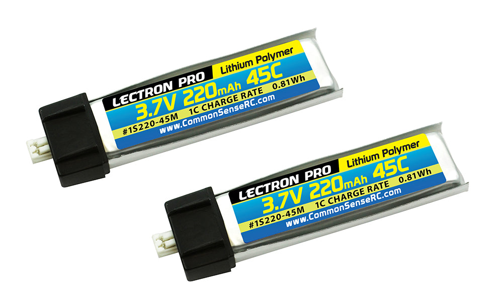 Lectron Pro 3.7V 220mAh 45C Lipo Battery 2 Pack for Blade mCX