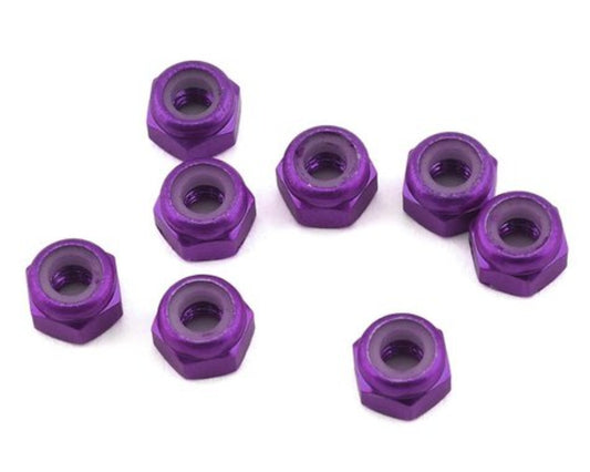 1UP Racing 3mm Aluminum Locknuts (Purple) (8)