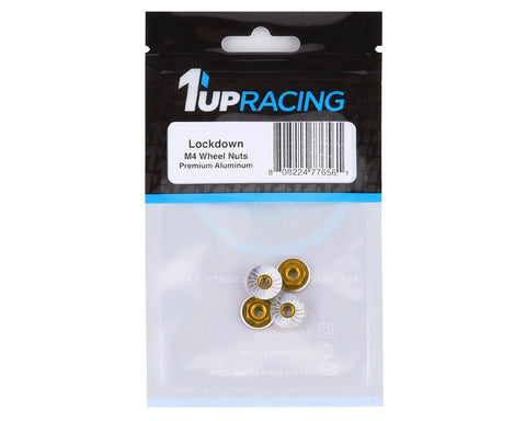 1UP Racing Lockdown UltraLite 4mm Serrated Wheel Nuts (Gold) (4)