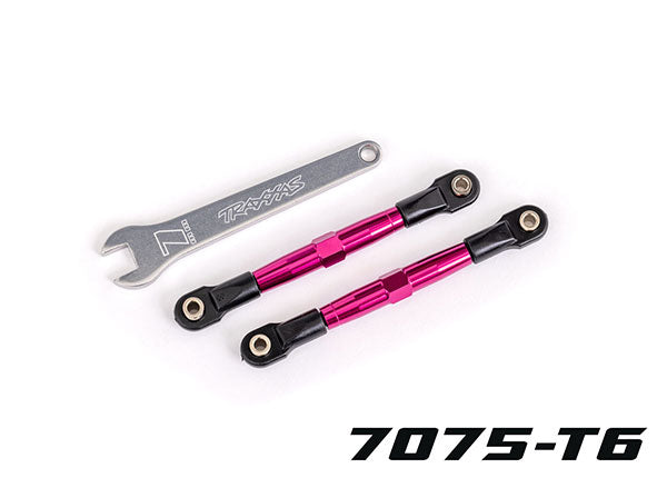 Toe links, front (TUBES pink-anodized, 7075-T6 aluminum, stronger than titanium) (2) (assembled with rod ends and hollow balls)/ aluminum wrench (1)