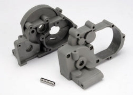 Traxxas 3691A Gearbox halves (l&r) (gray) w/ idler gear shaft
