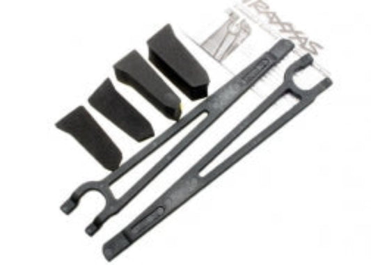 3927XHold downs, battery, left & right (2)/ foam spacers (4) (allows for installation of taller, multi-cell batteries)