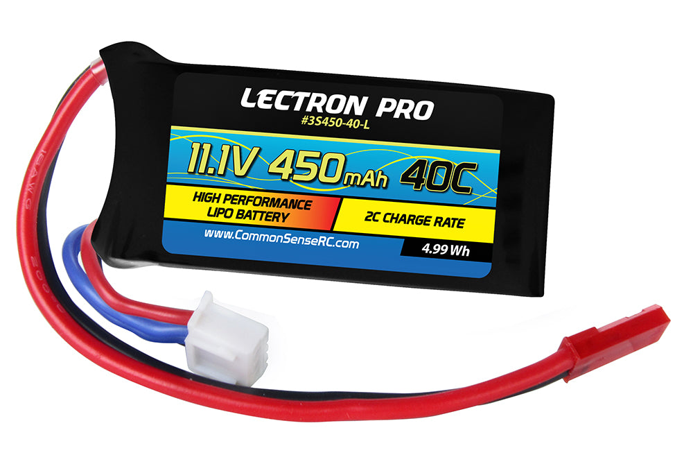 Lectron Pro 11.1V 450mAh 40C Lipo Battery with JST