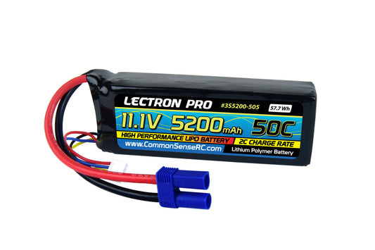 Lectron Pro 11.1V 5200mAh 50C Lipo Battery with EC5 Connector