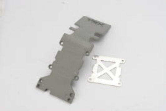 4938A Skidplate, rear plastic (gray)/ stainless steel plate