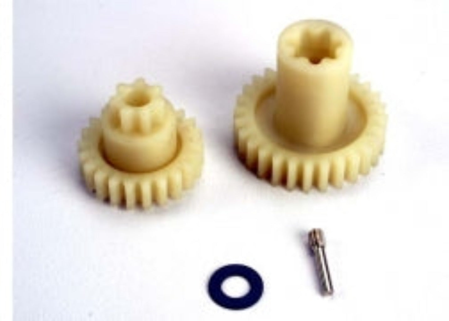4995 Primary gears: forward (28-T)/ reverse (22-T)/ set screw yoke pin, M3/12 (1)/ 5x10x0.5mm PTFE-coated washer (1)