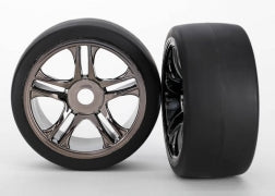 Tires & wheels, assembled, glued (split-spoke, black chrome wheels, slick tires (S1 compound), foam inserts) (front) (2)
