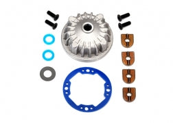 Housing, center differential (aluminum)/ x-ring gaskets (2)/ ring gear gasket/ bushings (2)/ 5x10x0.5mm PTFE-coated washers (2)/ 2.5x8 CCS (4)