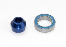 Bearing adapter, 6160-T6 aluminum (blue-anodized) (1)/10x15x4mm ball bearing (blue rubber sealed) (1) (for slipper shaft)